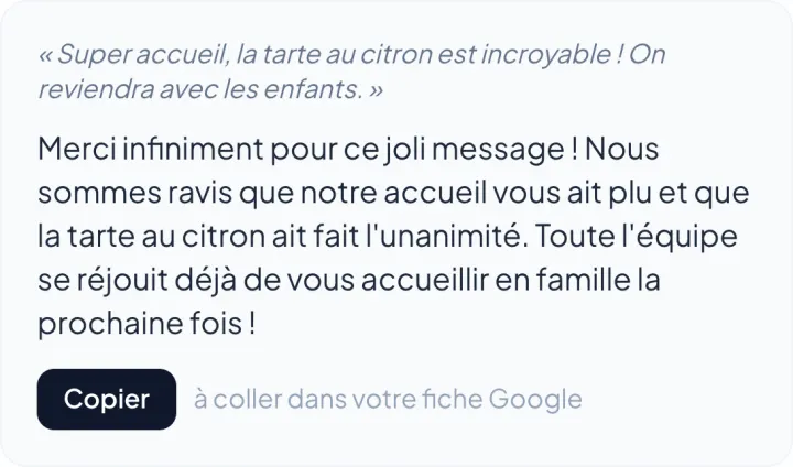 Capture réelle : une deuxième réponse rédigée par AvisNova